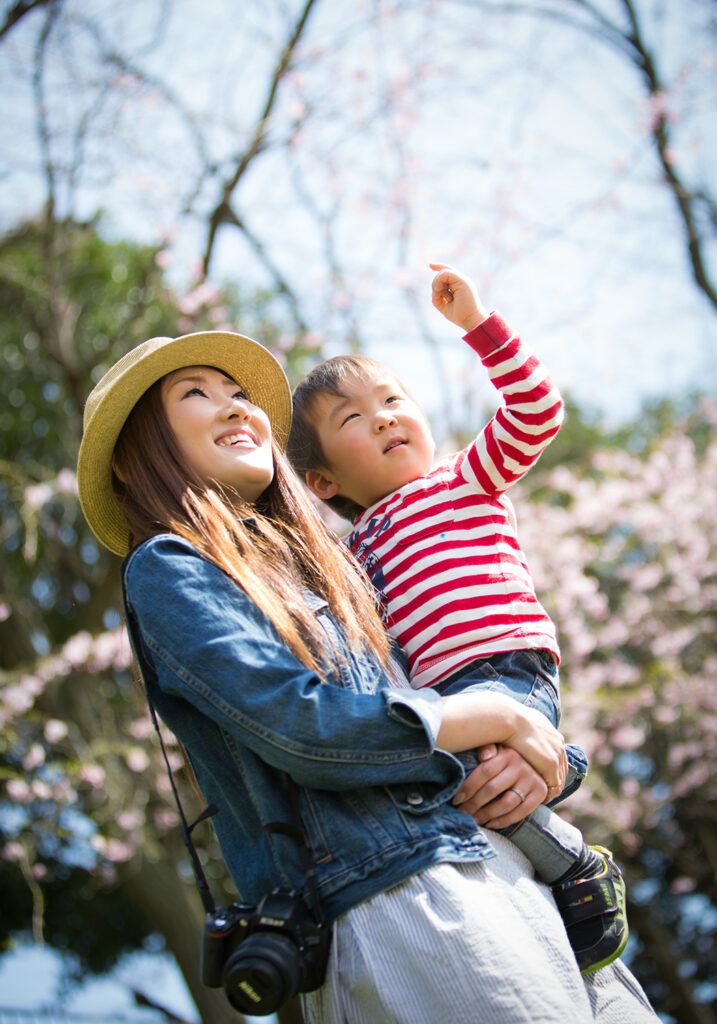 お母さんと桜ロケ