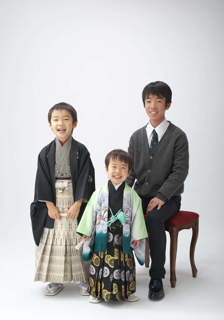 七五三、七五三キャンペーン、兄弟撮影、着物、5歳男の子、3歳男の子 倉敷、早島、岡山、佐藤写真館