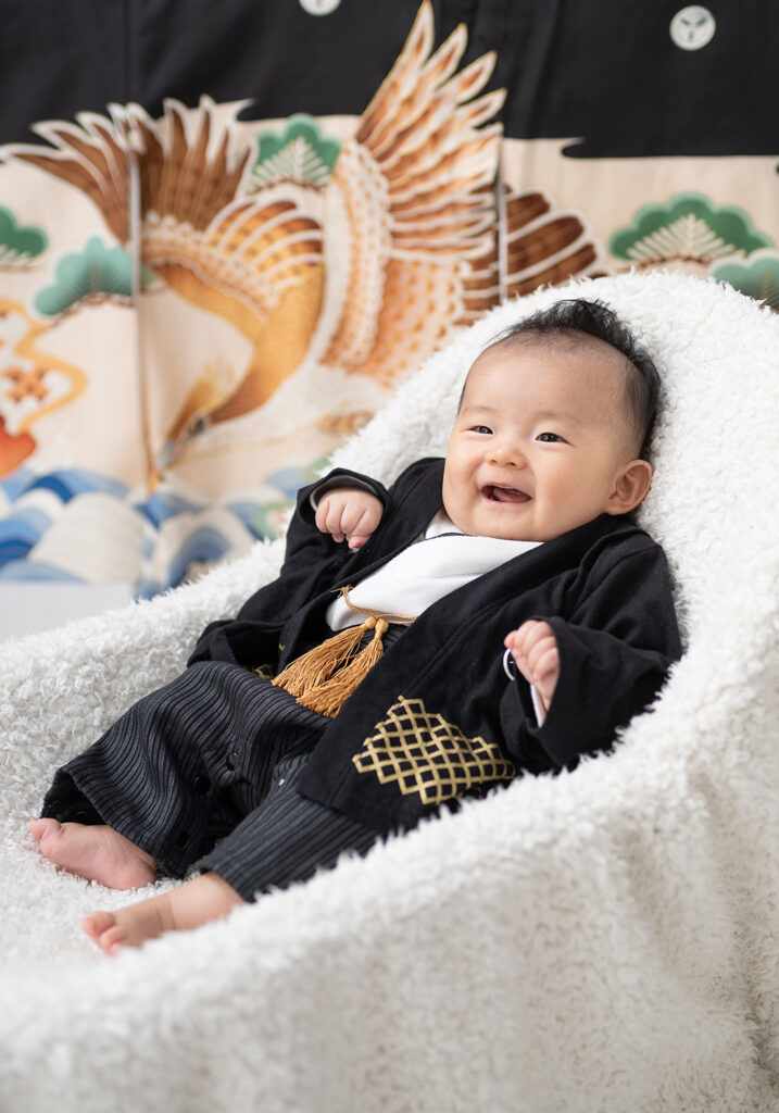 お宮参り，笑顔，倉敷，岡山，早島，お食い初め，百日参り，佐藤写真館